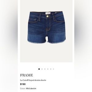 Frame “Le Cutoff” shorts, size 27